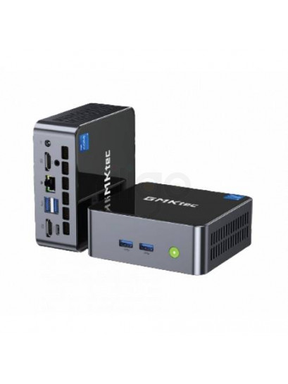 מחשב מיני GMK-M3 Mini PC שחור עם חיבורי USB, HDMI ו-LAN