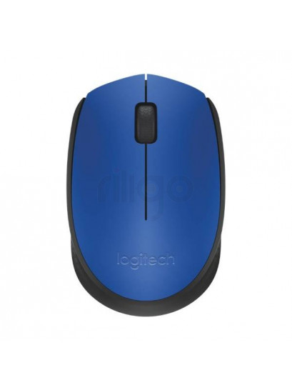 עכבר אלחוטי Logitech M171 כחול עם גלגלת שחורה במבט מלמעלה