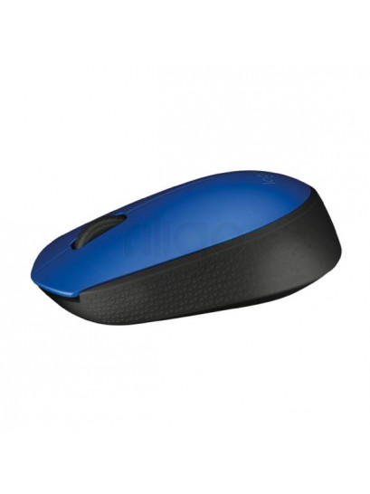עכבר אלחוטי Logitech M171 כחול עם גלגלת שחורה במבט מלמעלה