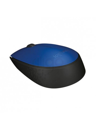 עכבר אלחוטי Logitech M171 כחול עם גלגלת שחורה במבט מלמעלה