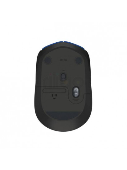 עכבר אלחוטי Logitech M171 כחול עם גלגלת שחורה במבט מלמעלה