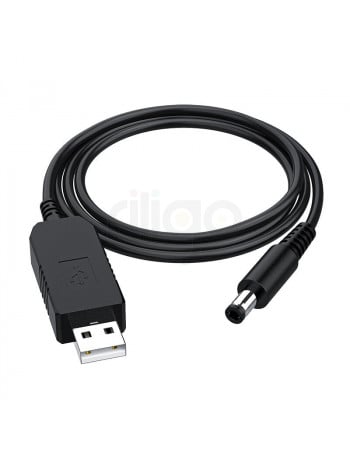 כבל מתח USB זכר ל- חיבור DC זכר 5.5/2.1 אורך 1.8