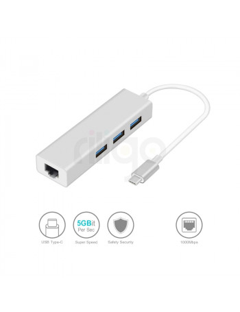 מפצל USB TYPE C 3.1 איכותי 3 יציאות ל-usb 3