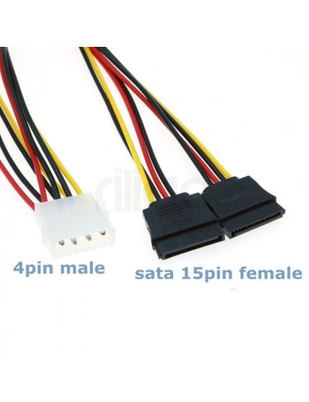 מפצל MOLEX חשמל כוח - 2 חיבורים SATA באורך 0.15 ס"מ