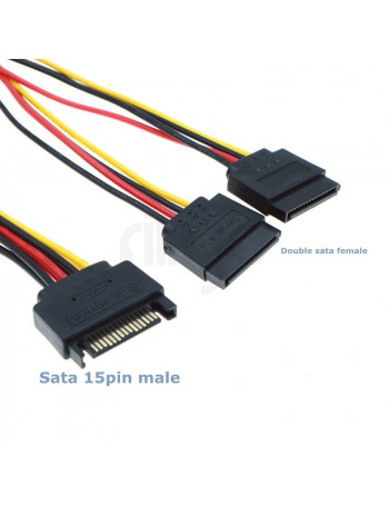 מפצל SATA חשמל כוח - 2 חיבורים SATA באורך 0.15 ס"מ