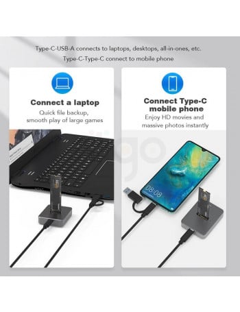 תחנת עגינה לכונן NVME SSD M.2 SATA בחיבור USB Type-C