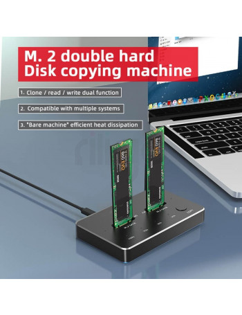 תחנת עגינה ל-2 כוננים NVME SSD M.2 בחיבור USB Type-C