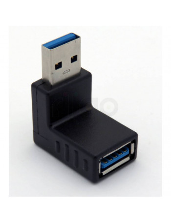 מתאם USB 3.0 זוויתי שחור 270 מעלות זכר-נקבה