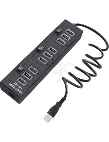 רכזת USB 3.0 עם 10 פורטים ומתגי הפעלה