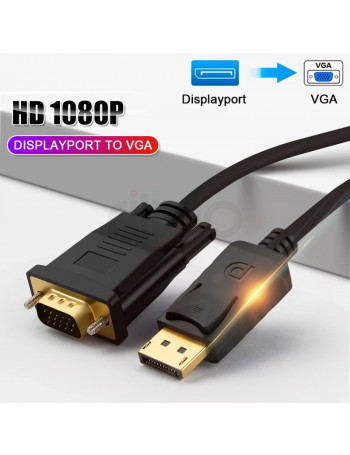 כבל DisplayPort זכר לחיבור VGA זכר באורך 1.8 מטר אקונומי