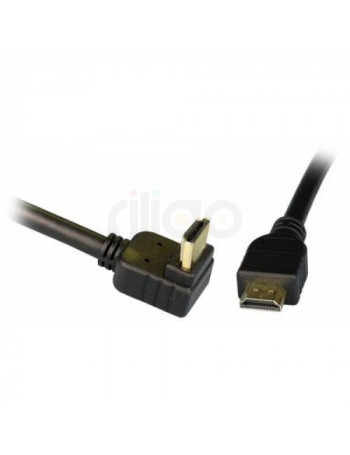 כבל HDMI שחור עם קונקטורים מוזהבים, אחד ישר ואחד זוויתי