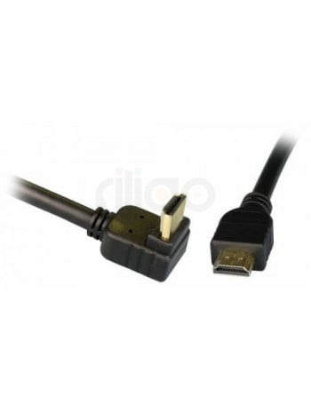 כבל HDMI שחור עם מחבר זוויתי ומחבר ישר מוזהבים