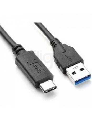 כבל USB שחור עם מחבר USB-A כחול ומחבר USB-C