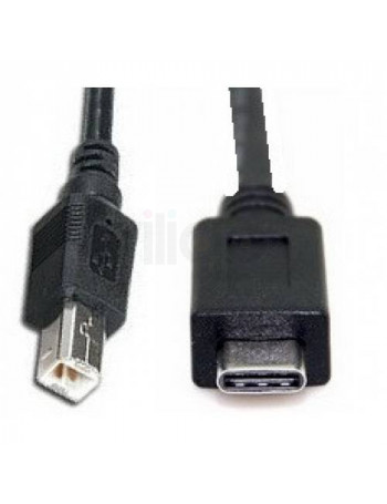 כבל USB שחור עם מחבר Type-C ומחבר USB 2.0 Type B