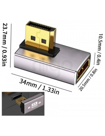 מתאם זוויתי DISPLAYPORT 1.4 8K@60HZ זכר-נקבה צר לצד שמאל