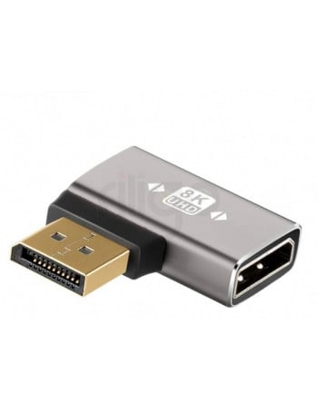 מתאם זוויתי DISPLAYPORT 1.4 8K@60HZ זכר-נקבה לצד ימין