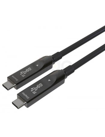 כבל AOC 10Gbps 60W USB3.2 GEN2, תקע USB C זכר - C זכר, תומך אודיו/וידאו 8k@60hz באורך 10 מטר TopX