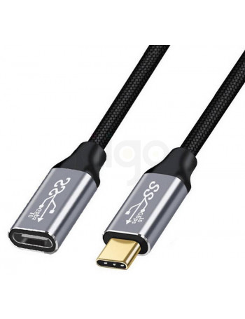 כבל מאריך 10Gbps 100W USB3.2 GEN2, תקע USB C זכר - C נקבה, תומך אודיו/וידאו 4k@60hz באורך 3 מטר TopX