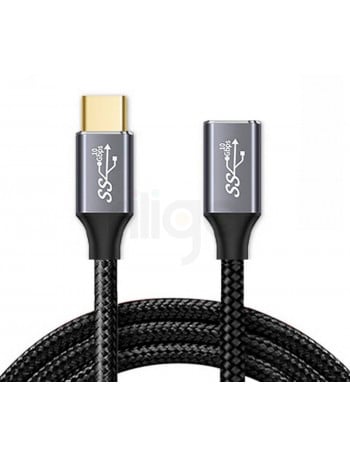 כבל מאריך 10Gbps 100W USB3.2 GEN2, תקע USB C זכר - C נקבה, תומך אודיו/וידאו 4k@60hz באורך 1 מטר TopX