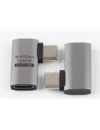 מתאם USB C זוויתי זכר-נקבה דגם C31.761 אלומינום תומך 40Gbps 240W 8K@60HZ
