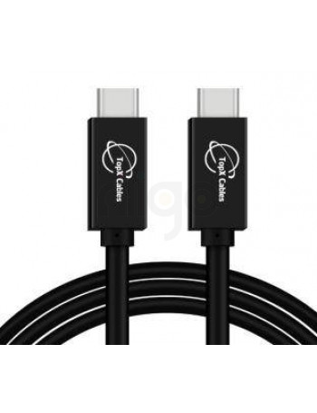 כבל  10Gbps 60W USB3.2 GEN2, תקע USB C זכר - C זכר, תומך אודיו/וידאו 4k@60hz באורך 5 מטר TopX