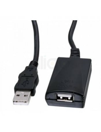 כבל מאריך USB 2.0 שחור עם חיבור זכר ונקבה