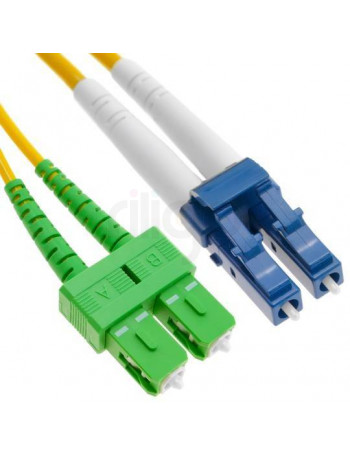 מגשר אופטי דופלקס 2 מטר LC/UPC ל-SC/APC | כבל אופטי סינגל מוד