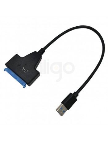 כבל מתאם שחור USB 3.0 זכר ל-SATA 22P עם חיבור DC