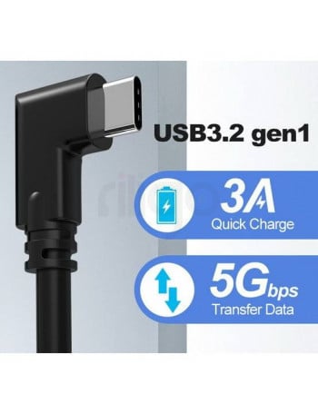 כבל USB 3.2 GEN1 Type-C זוויתי למשקפי מציאות מדומה Oculus Quest VR באורך 5 מטר