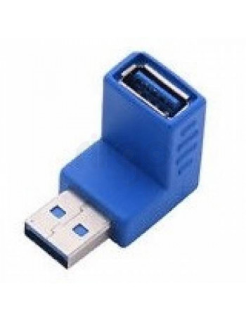 מתאם USB 3.0 כחול זוויתי 90 מעלות, חיבור זכר לנקבה