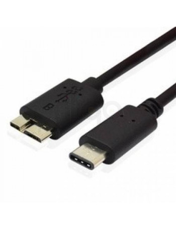 כבל USB שחור עם מחבר Type-C ומחבר Micro USB B 3.0