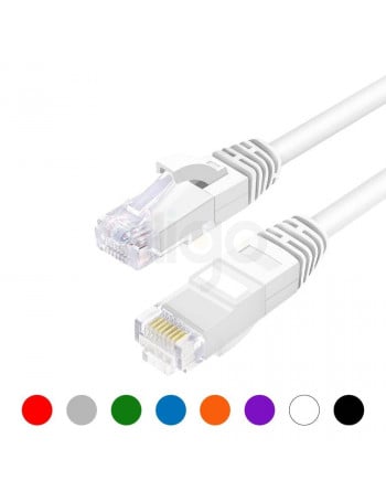כבל רשת לבן מסוכך FTP CAT6 עם מחברי RJ45 שקופים