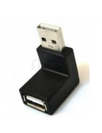 מתאם USB 2.0 זוויתי שחור 90 מעלות זכר-נקבה