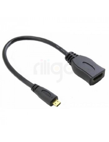 כבל מתאם שחור HDMI נקבה למיקרו HDMI זכר באורך 15 ס"מ