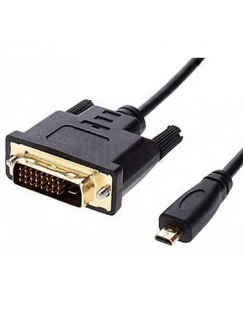 כבל שחור עם מחבר DVI זכר מוזהב ומחבר Micro HDMI זכר