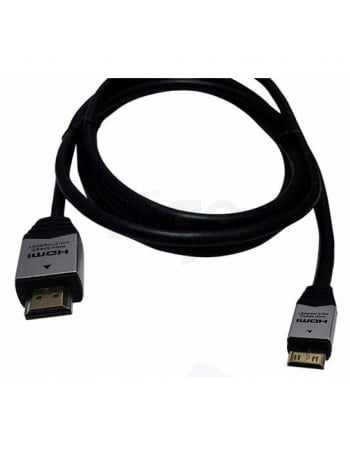 כבל HDMI שחור עם קצוות מתכתיים מוזהבים, באורך 2 מטר