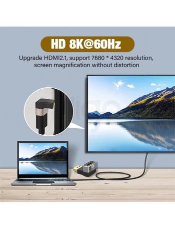מתאם HDMI 2.1 זווית 90 מעלות זכר לנקבה ימין – תומך 4K/8K