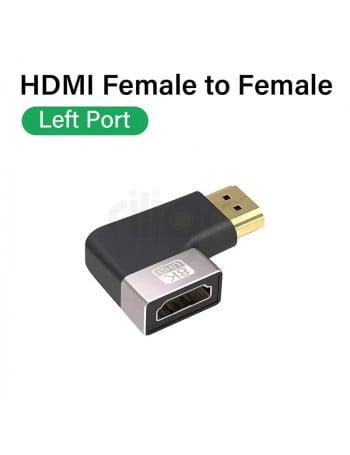 מתאם HDMI 2.1 זווית 90 מעלות זכר לנקבה שמאל – תומך 4K/8K