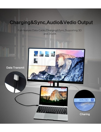 כבל USB TYPE-C 5A 10GBPS לטעינה וסנכרון 1 מטר