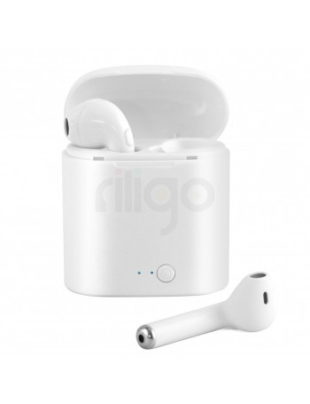 זוג אוזניות אלחוטיות I7S TWS Bluetooth כולל מיקרפון מובנה,בית טעינה צבע לבן