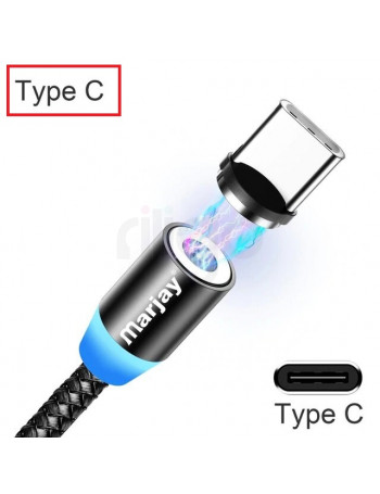 כבל טעינה type c מגנטי 1 מטר כחול marjay שחור