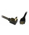 כבל HDMI שחור עם קונקטורים מוזהבים, אחד ישר ואחד זוויתי