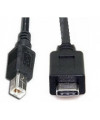 כבל USB שחור עם מחבר Type-C ומחבר USB 2.0 Type B
