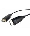 כבל HDMI שחור עם מחברי HDMI מוזהבים, כיתוב DISPLAY על אחד המחברים