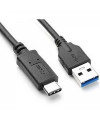 כבל USB שחור עם מחבר USB-C ומחבר USB-A 3.0 כחול