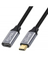 כבל מאריך 10Gbps 100W USB3.2 GEN2, תקע USB C זכר - C נקבה, תומך אודיו/וידאו 4k@60hz באורך 5 מטר TopX