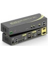 קופסת מיתוג KVM מ-2 מחשבים לעמדת עבודה אחת עם 2 מסכים DP+HDMI 4K@60HZ, עכבר ומקלדת USB, אודיו ואביזרי USB נוספים, כולל כבלים, ספק כוח,שלט רחוק ו-RS232