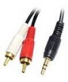 כבל PL סטריאו זכר - 2xRCA זכר מוזהב, 5 מטר