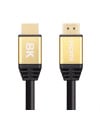 כבל HDMI 2.1 מוזהב שחור עם כיתוב 8K ו-HDMI