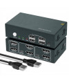 מתג DUAL HEAD KVM 2:1 אוטומטי 2xDISPLAYPORT 4K@60HZ + USB2.0 + ספק + כבלים